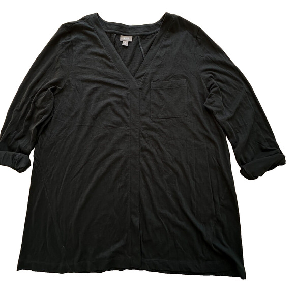 J. Jill Tops - J. Jill V-Neck cotton black folding long sleeve top Women size XL